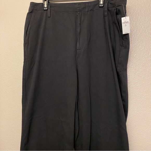 Gap Mid Rise Wide-Leg Khakis black cotton tincel lyocell slacks trouser 18 tall - Picture 5 of 13